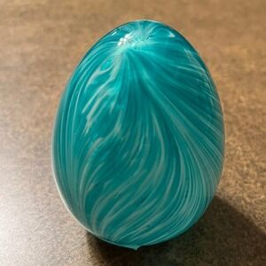 HomeGoods Art Glass Egg Decor Unisex OS Turquoise NWOT Swirled Marbled